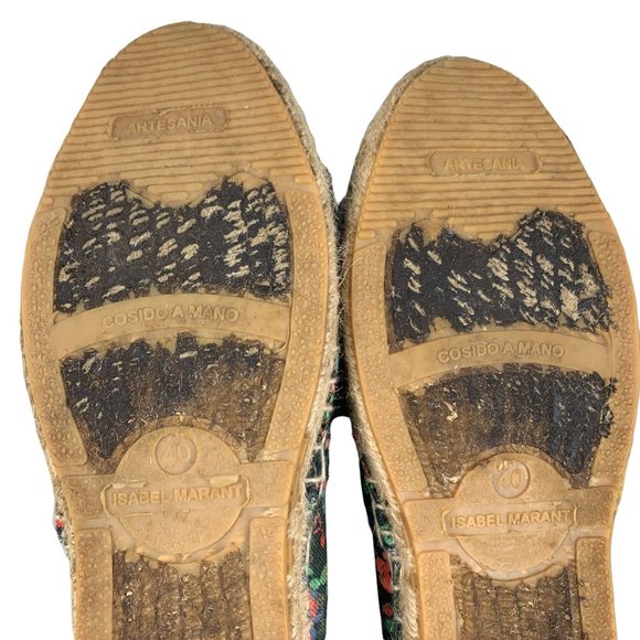 Isabel Marant Etoile Canae Canvas Espadrille Slip On Black Floral Flats Size 40 - Picture 8 of 12